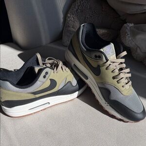 Nike Men's Air Max Sneakers - Olive, Black, and Gray